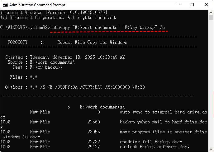Robocopy 사용법